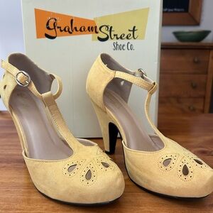 Graham Street Shoe Co Women's Yellow T-Strap Heels ModCloth